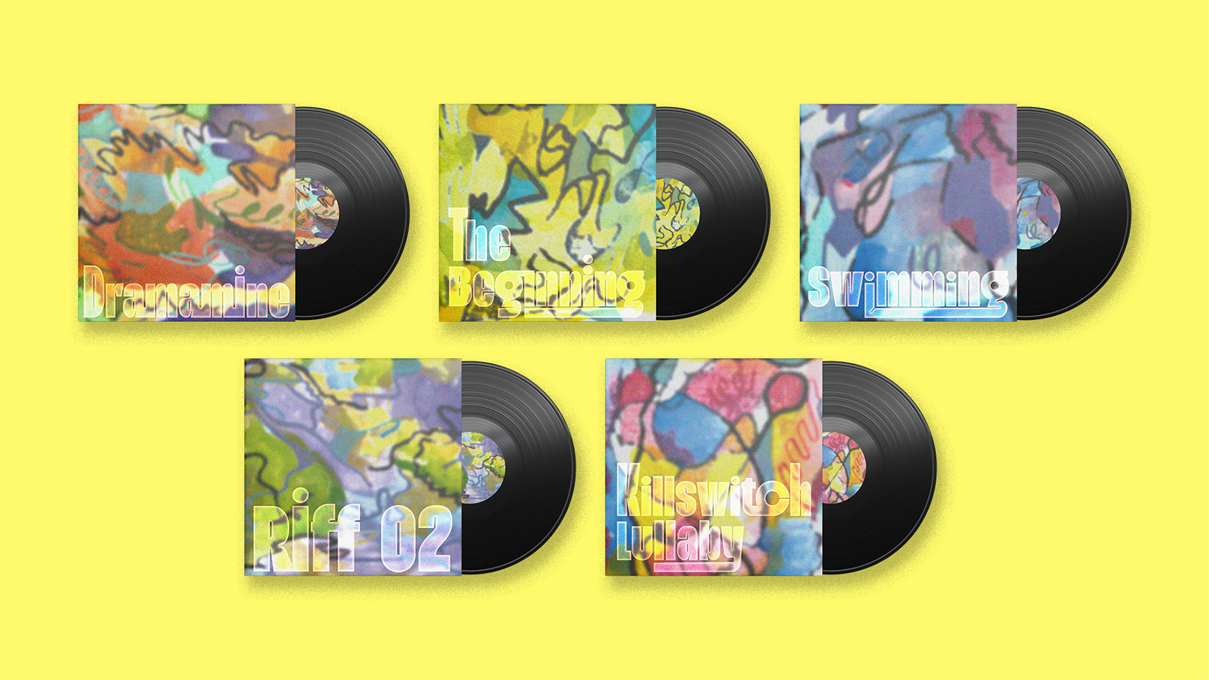 Flawed Mangoes Album Cover Flat-Lays - All Five Top Songs